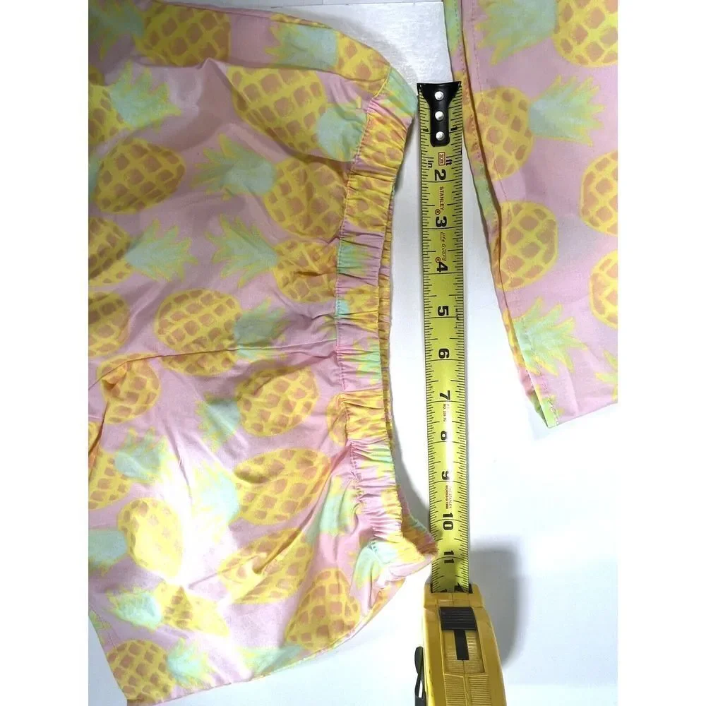 Tommy Bahamas Girls 3 Piece Set Sz M 7‎ 8 Y Pineapple Top Shorts Barrettes